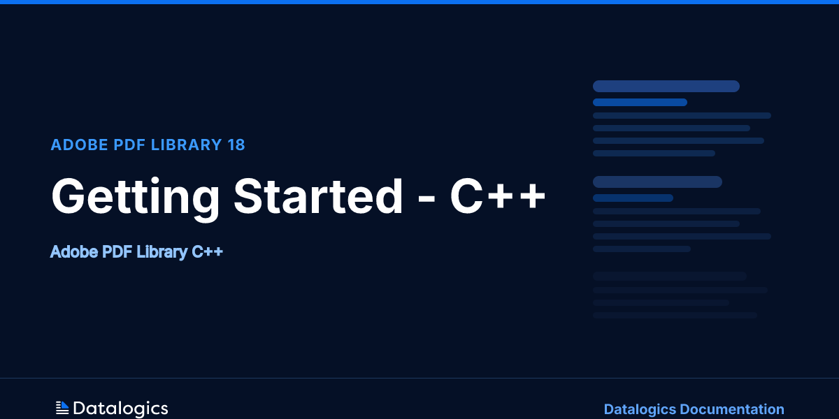 Getting Started - C++ - Datalogics Documentation